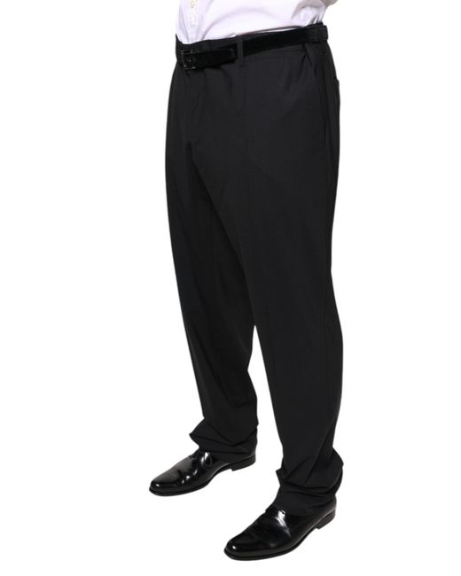 Dolce & Gabbana Black Wool Formal Dress Pants for men