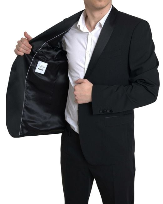 Dolce & Gabbana Black 2 Piece Single Breasted Martini Suit for men