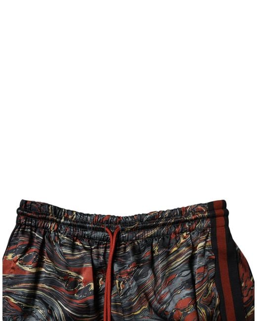 Dolce & Gabbana Black Marbled Print Drawstring Shorts for men