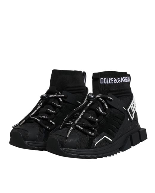 Dolce & Gabbana Black Sorrento Socks Logo Sneakers Shoes
