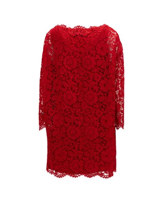 Valentino Garavani Red Lace Short Dress