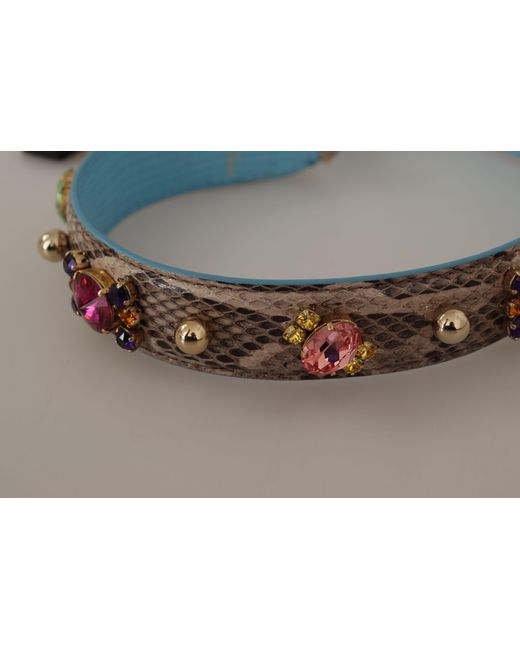 Dolce & Gabbana Green Exotic Leather Crystals Shoulder Strap