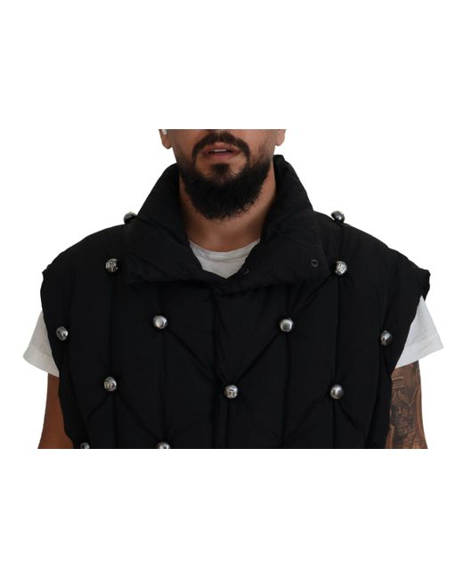 Dolce & Gabbana Black Sleeveless Dg Metal Embellishment Jacket for men