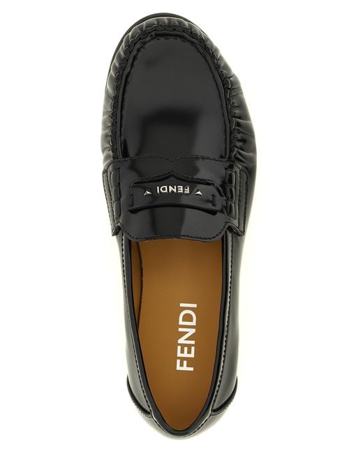 Fendi Black Calfskin Slip-On Loafers