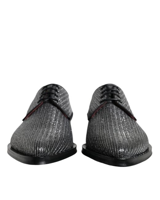 Dolce & Gabbana Black Polyurethane Derby Formal Dress Shoes for men