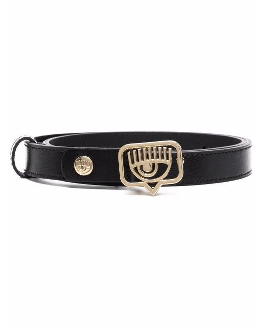 Chiara Ferragni Black Logo-buckle Leather Belt