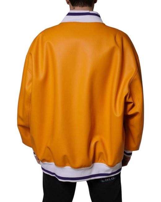 Dolce & Gabbana Orange Full Zip Jersey Bomber Jacket for men
