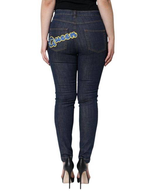 Dolce & Gabbana Dark Blue Queen Cotton Skinny Denim Jeans