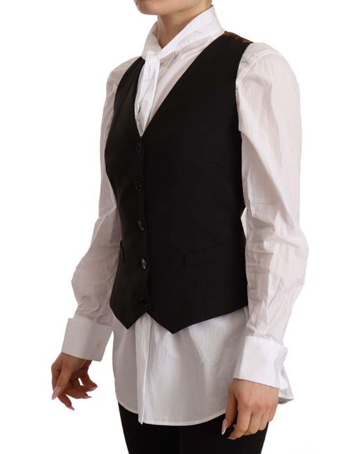 Dolce & Gabbana Black Elegant Buttoned Vest Top