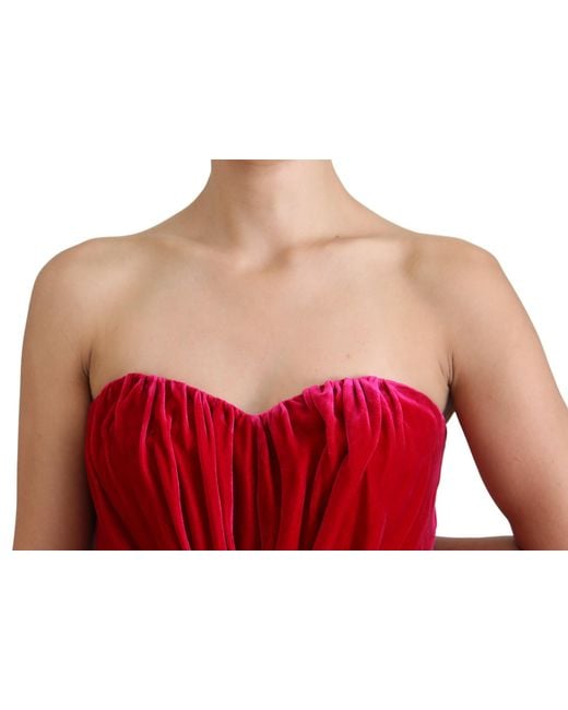 Dolce & Gabbana Red Enchanting Straples Midi Dres