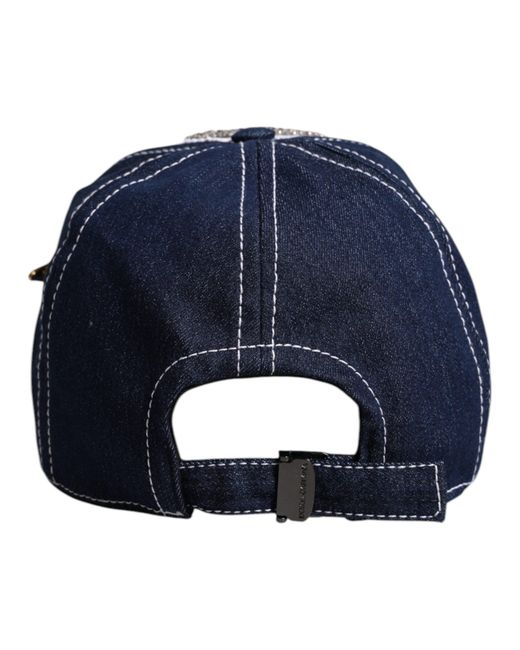 Dolce & Gabbana Blue Crystal Embellishment Baseball Cap