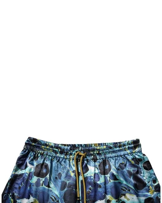 Dolce & Gabbana Blue Abstract Marble Print Pants for men