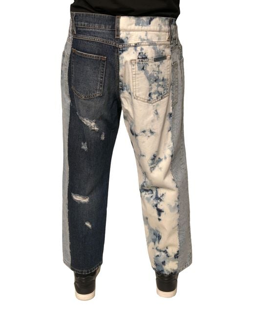 Dolce & Gabbana Gray Patchwork Jeans Tiedye Ripped for men