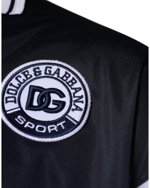 Dolce & Gabbana Blue Logo Jersey Collared Pullover Sweater for men