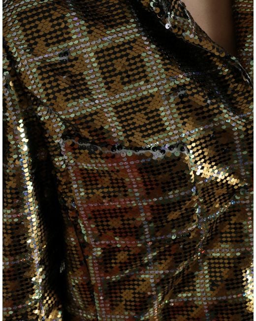 Dolce & Gabbana Black Polyester Sequined Cropped Jacket