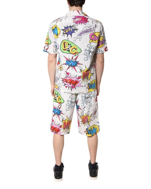 Dolce & Gabbana White Cartoon Print Cotton Pajama Set Sleepwear for men