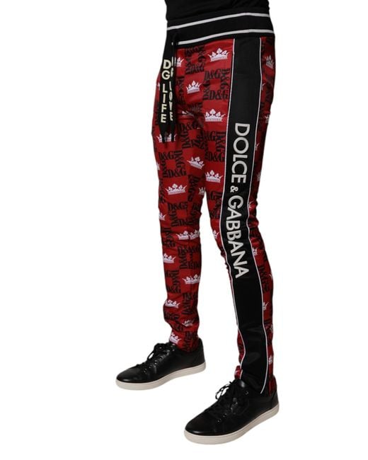 Dolce & Gabbana Red Dg Crown Track Pants for men