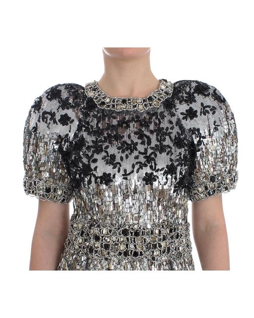 Dolce & Gabbana Black Crystal Runway Handmade Dress