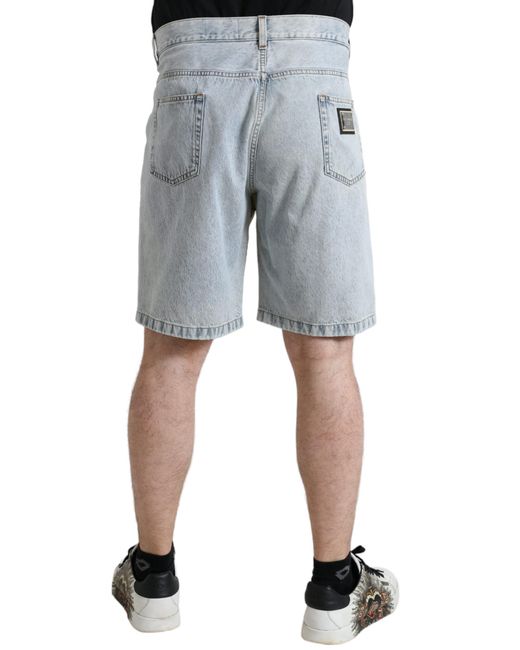 Dolce & Gabbana Multicolor Floral Print Denim Bermuda Shorts for men