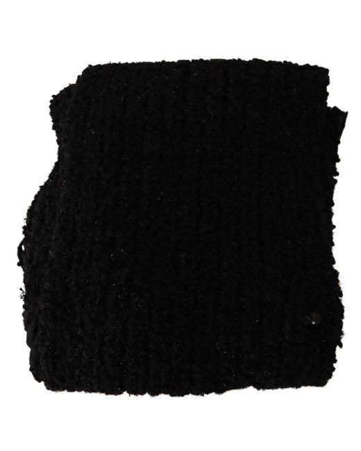 Dolce & Gabbana Black Virgin Wool Knitted Wrap Shawl Scarf