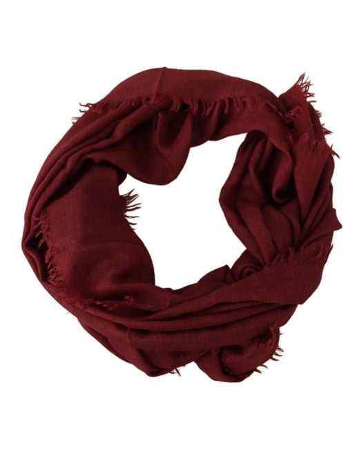 Dolce & Gabbana Red Dg Crown Cashmere Silk Shawl Fringe Wrap Scarf