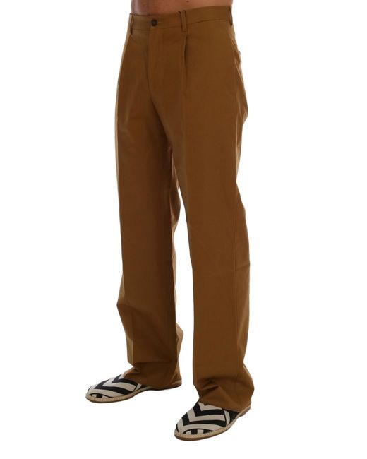 Dolce & Gabbana Brown Stretch Cotton Pants for men