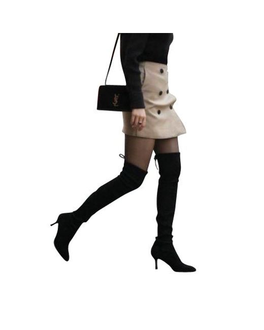 Stuart Weitzman Black Suede Solid Tiemodel Over-The-Knee Boot (Us)