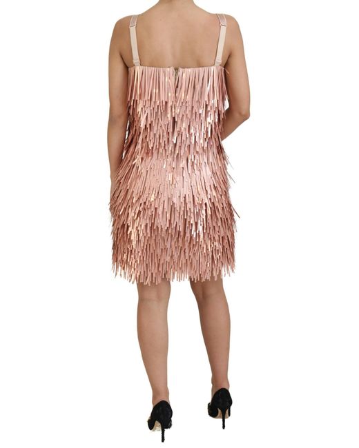 Dolce & Gabbana Pink Tinsel Sleeveless Shift A-Line Dress