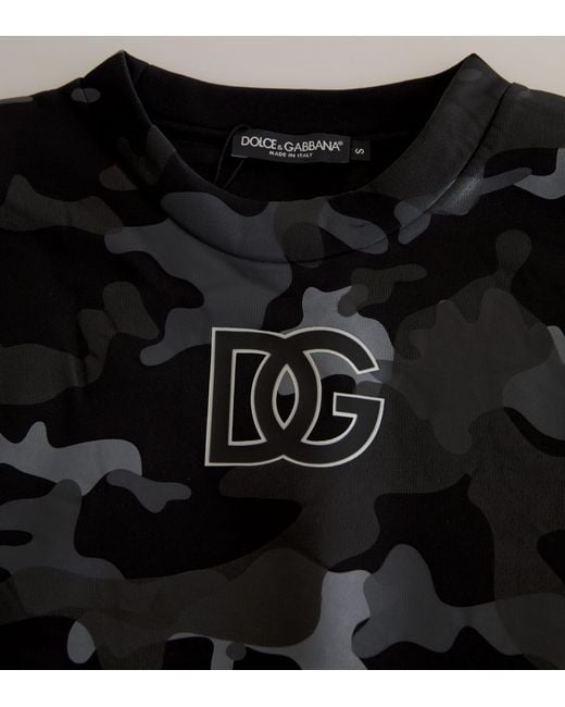 Dolce & Gabbana Black Camouflage Round Neck Sweatshirt Sweater
