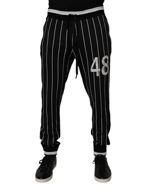 Dolce & Gabbana Black Stripes Jogger Sweatmen's Pants for men