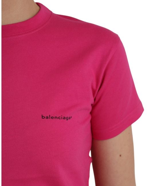 Balenciaga Red Authentic Cotton Crew Neck T-Shirt With Logo Detail