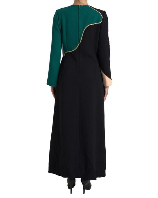 Dolce & Gabbana Black Long Sleeves A-Line Maxi Dress