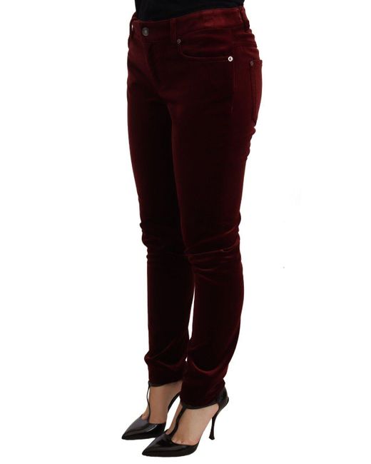 Dolce & Gabbana Shiny Red High Waist Skinny Trouser Pants