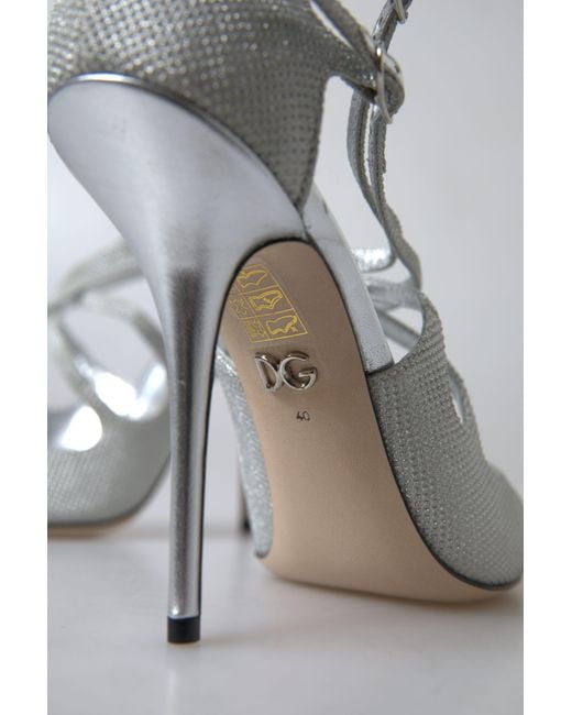 Dolce & Gabbana Gray Shimmers Sandals Heel Pumps Shoes