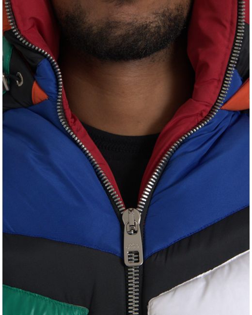Dolce & Gabbana Blue Quilted Hooded Puffer Jacket for men