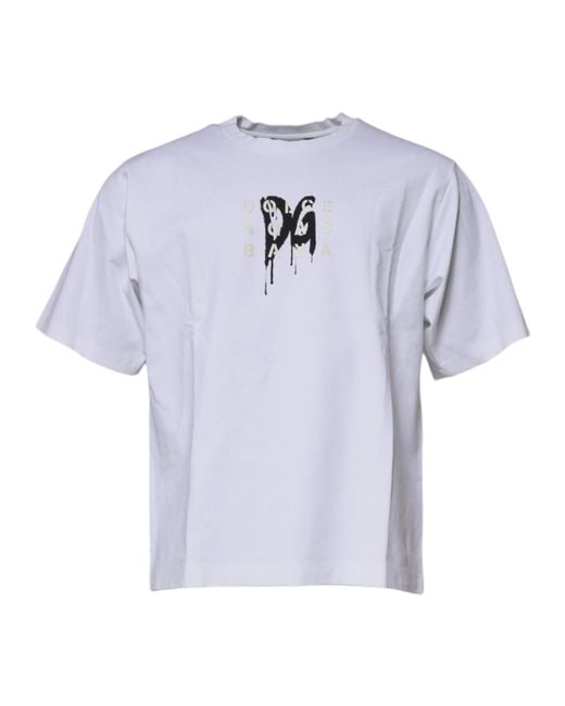 Dolce & Gabbana Blue Dg Logo Cotton Crew Neck T-Shirt for men