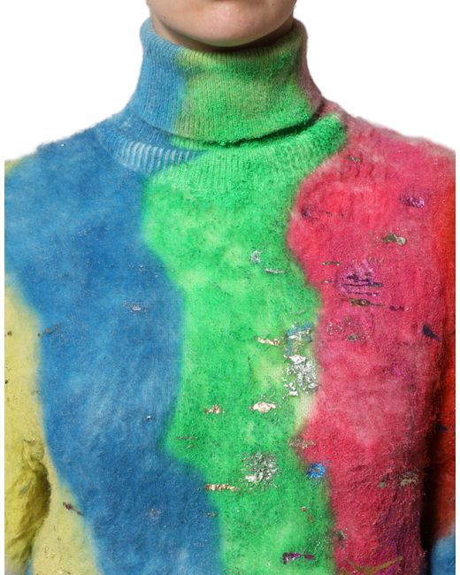 Dolce & Gabbana Gray Mohair Turtleneck Pullover Sweater