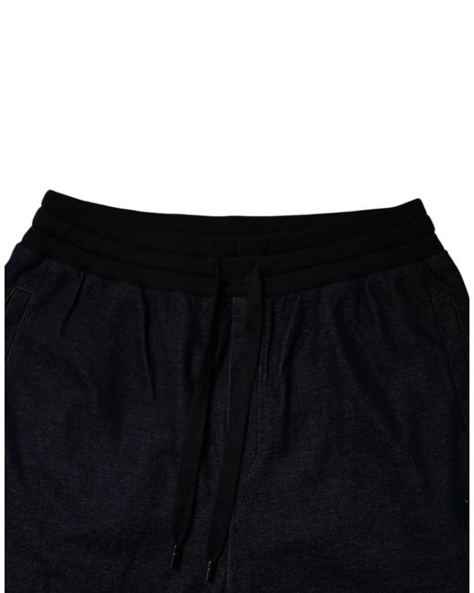 Dolce & Gabbana Black Jacquard Cotton Jogger Sweatmen's Pants for men