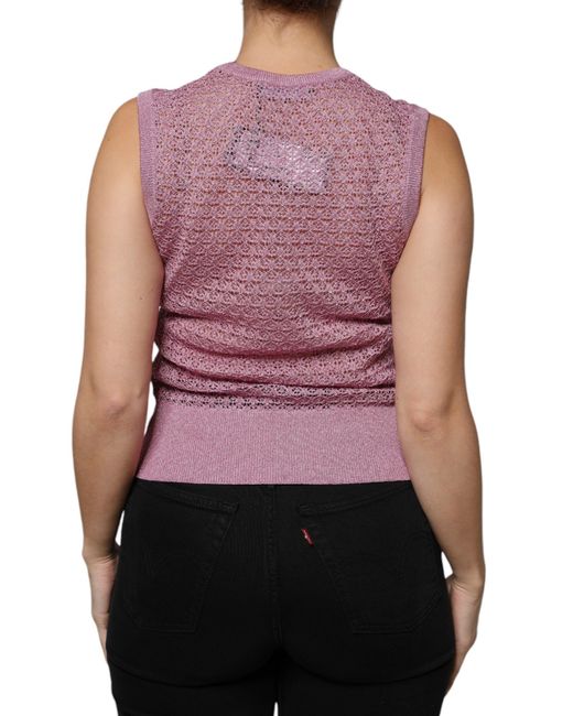 Dolce & Gabbana Purple Mesh See Through Sleeveless Tank Top