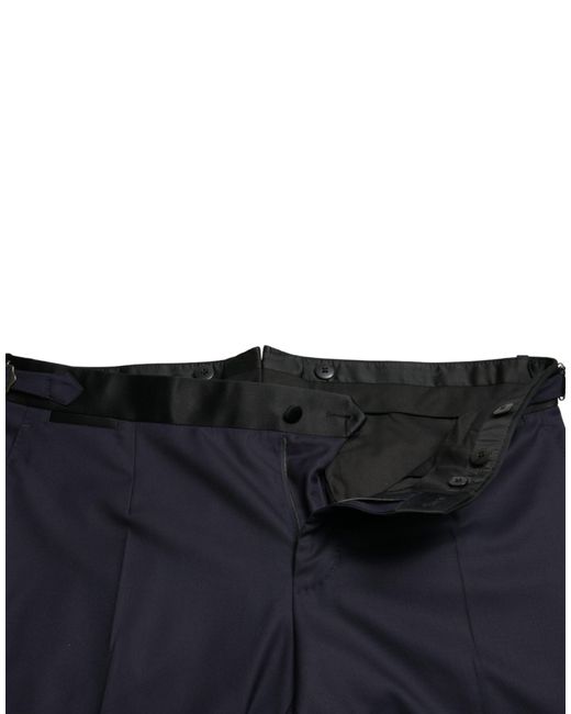 Dolce & Gabbana Blue Wool Cropped Tapered Pants for men