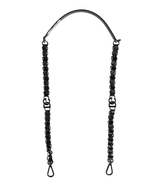 Dolce & Gabbana Black Leather Chain Bag Accessory Shoulder Strap