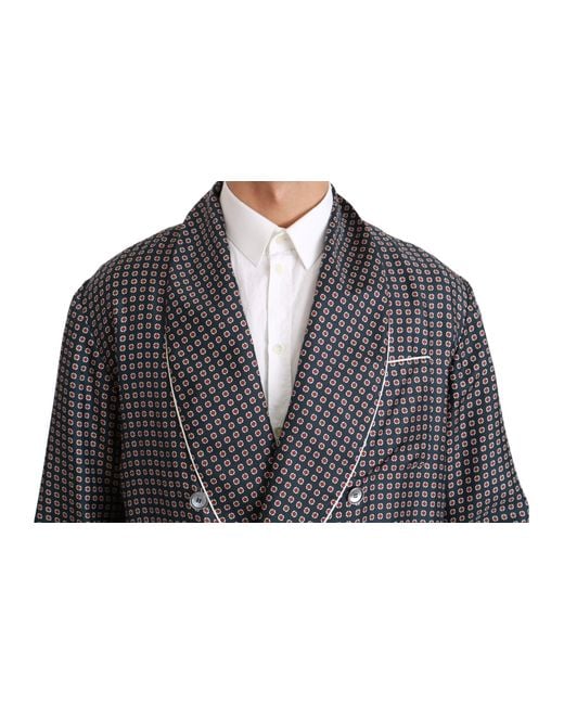 Dolce & Gabbana Black Red Silk Crystal Jacket Coat Blazer for men