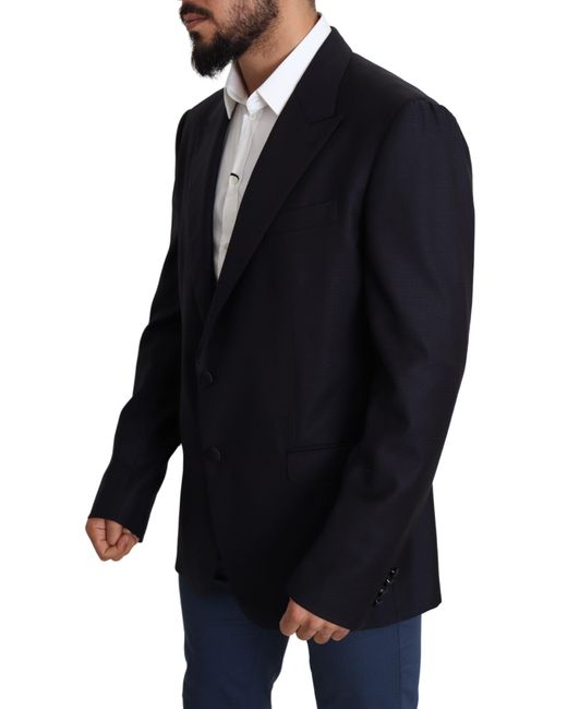 Dolce & Gabbana Blue Wool Single Breasted Napoli Blazer for men