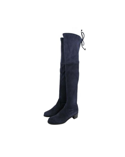 Stuart Weitzman Blue Midland Nice Suede Knee High Boot