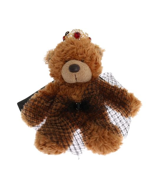 Dolce & Gabbana Brown Teddy Bear Crystal Crown Tiara Diadem Hair Band Accessory
