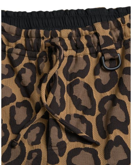 Dolce & Gabbana Black Leopard Print Polyester Jogger Pants for men