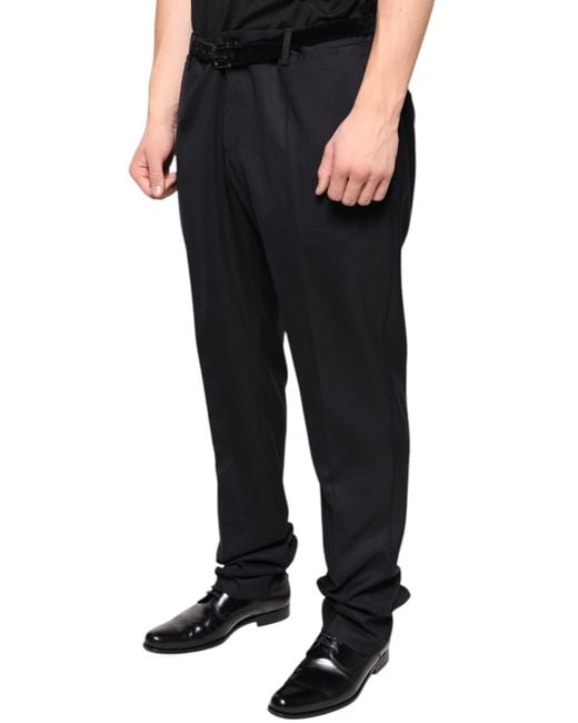 Dolce & Gabbana Black Wool Skinny Dress Formal Pants for men