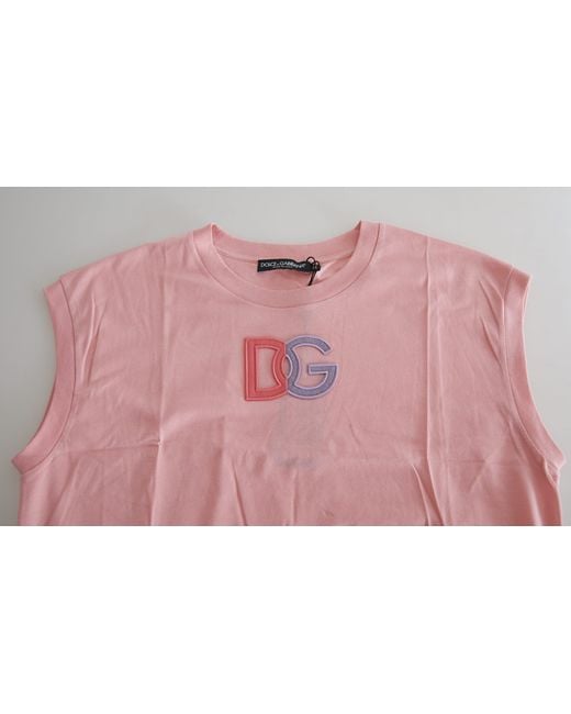 Dolce & Gabbana Pink Elegant Cotton Crew Neck Tank Top