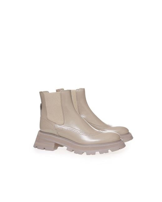 McQueen Gray Chic Leather Boots For Elegant Steps