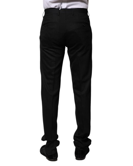 Dolce & Gabbana Black Wool Formal Dress Pants for men